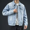 Thickened Fleece-Lined Denim Jacket Men's Loose Fit Warm Work Clothes Trendy Korean Style Versatile Plus Size Casual Wear - MAGUSTA BEAUTY