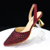 Venus Chan Pointed Toe Heels for Women 2023 Elegant Party Wine Color Full Diamond Pumps Italian Shoes and Bags Matching Set - MAGUSTA BEAUTY
