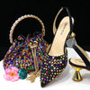 Venus Chan Pointed Toe Heels for Women 2023 Elegant Party Wine Color Full Diamond Pumps Italian Shoes and Bags Matching Set - MAGUSTA BEAUTY