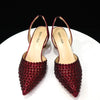Venus Chan Pointed Toe Heels for Women 2023 Elegant Party Wine Color Full Diamond Pumps Italian Shoes and Bags Matching Set - MAGUSTA BEAUTY