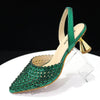 Venus Chan Pointed Toe Heels for Women 2023 Elegant Party Wine Color Full Diamond Pumps Italian Shoes and Bags Matching Set - MAGUSTA BEAUTY