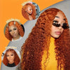 Water Wave Ginger Lace Front Wigs Human Hair 13x4 13x6 350 Colored Wigs 100% Brazilian Human Hair Deep Curly Wigs Orange Ginger - MAGUSTA BEAUTY