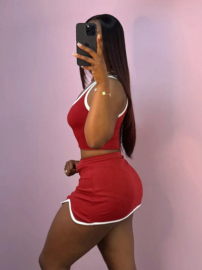 Weird Puss Casual Simple Women 2 Piece Set Tracksuit Skinny Tank Tops+Irregular Hem Skirts Matching Stretch Streetwear Outfits - MAGUSTA BEAUTY