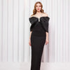 White Black Color Women Sexy Off the Shoulder Beading Halter Bodycon Long Bandage Dress Celebrate Evening Party Dress Wholesale - MAGUSTA BEAUTY