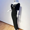 White Black Color Women Sexy Off the Shoulder Beading Halter Bodycon Long Bandage Dress Celebrate Evening Party Dress Wholesale - MAGUSTA BEAUTY