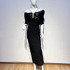 White Black Color Women Sexy Off the Shoulder Beading Halter Bodycon Long Bandage Dress Celebrate Evening Party Dress Wholesale - MAGUSTA BEAUTY