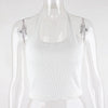 White Halter Sexy Backless Tank Tops for Women Streetwear 2023 Sleeveless Ribbed Knit Vest Top Cropped Feminino - MAGUSTA BEAUTY