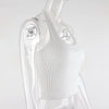 White Halter Sexy Backless Tank Tops for Women Streetwear 2024 Sleeveless Ribbed Knit Vest Top Cropped Feminino - MAGUSTA BEAUTY