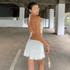 White Sleeveless Sexy Halter Rhombus Crop Tops For Women Rave Festival Backless Lacing Cropped Tops Summer Unpadded Camisole - MAGUSTA BEAUTY