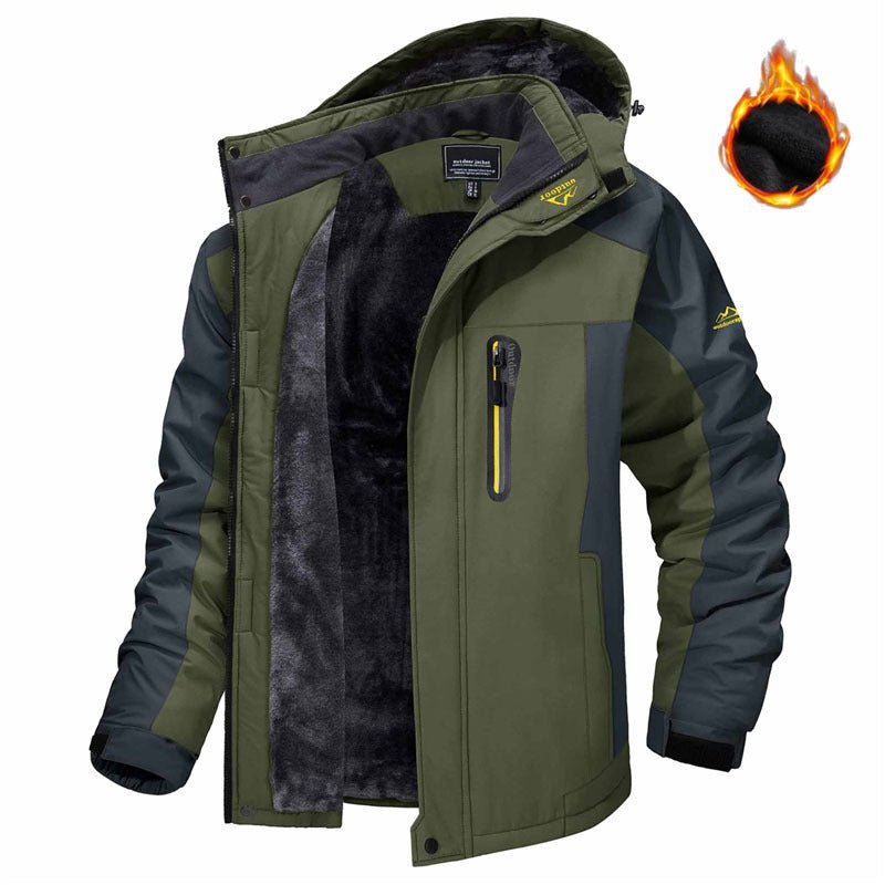 Winter Hooded Jacket Fashion Casual Warm Fleece Coat Windproof Rainproof Parka Windbreaker Men's Top - MAGUSTA BEAUTY