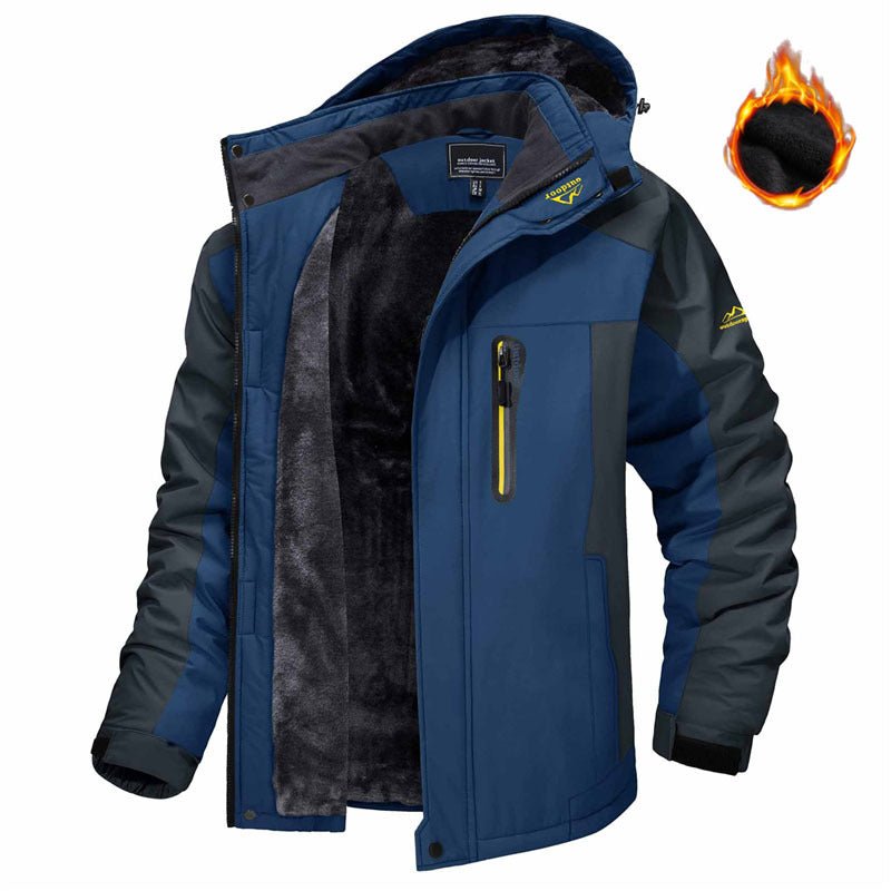 Winter Hooded Jacket Fashion Casual Warm Fleece Coat Windproof Rainproof Parka Windbreaker Men's Top - MAGUSTA BEAUTY