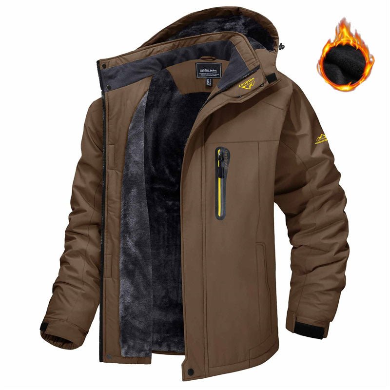 Winter Hooded Jacket Fashion Casual Warm Fleece Coat Windproof Rainproof Parka Windbreaker Men's Top - MAGUSTA BEAUTY