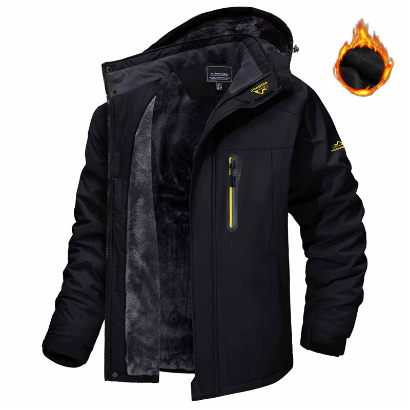 Winter Hooded Jacket Fashion Casual Warm Fleece Coat Windproof Rainproof Parka Windbreaker Men's Top - MAGUSTA BEAUTY