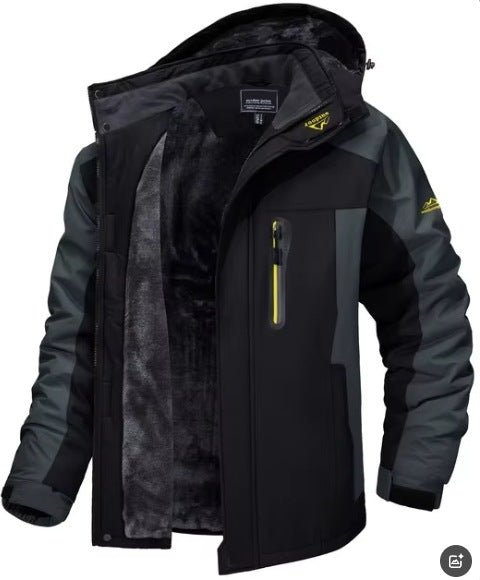 Winter Hooded Jacket Fashion Casual Warm Fleece Coat Windproof Rainproof Parka Windbreaker Men's Top - MAGUSTA BEAUTY