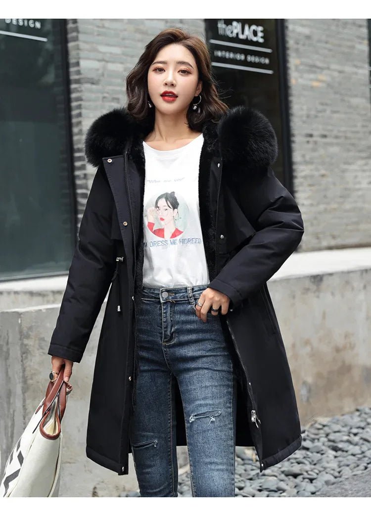 Winter Parka 2024 New Women Jacket Clothes Long Coat Wool Liner Hooded Jacket Fur Collar Thick Warm Snow Wear Fashion Parka - MAGUSTA BEAUTY