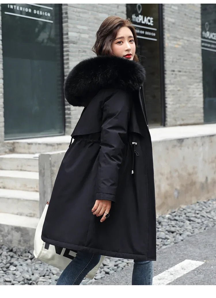 Winter Parka 2024 New Women Jacket Clothes Long Coat Wool Liner Hooded Jacket Fur Collar Thick Warm Snow Wear Fashion Parka - MAGUSTA BEAUTY