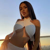 Women Corset Summer Cross Tank Top Sexy Solid White Halter Hollow Buckle Neck Crop Top High Street Wear 2024 Fashion Y2k Clothes - MAGUSTA BEAUTY