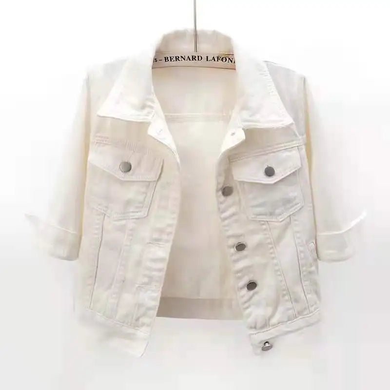 Women Denim Jacket Spring Autumn Short Coat Pink Jean Jackets Casual Tops Purple Yellow Purple Blue Loose Tops Lady Outerwear - MAGUSTA BEAUTY
