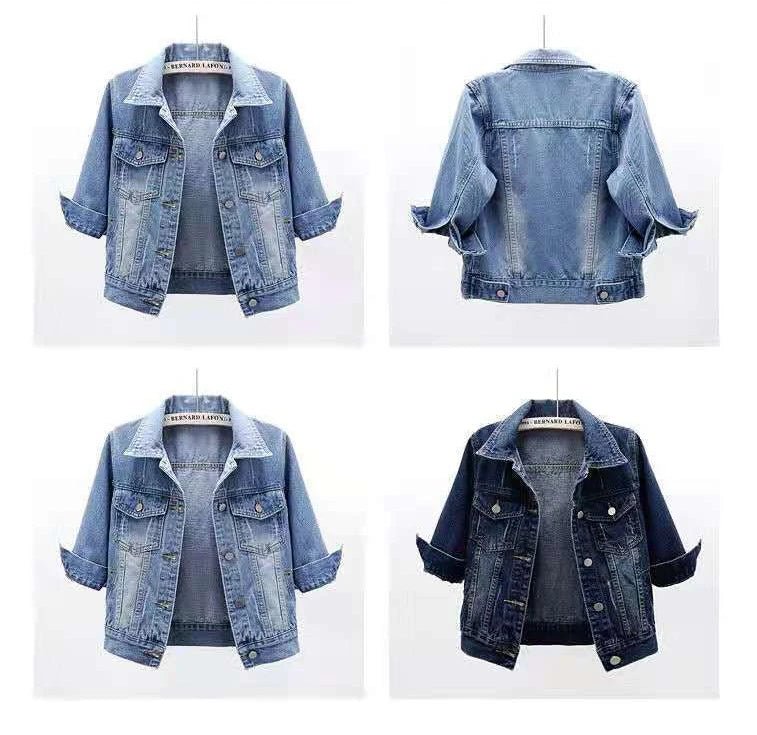 Women Denim Jacket Spring Autumn Short Coat Pink Jean Jackets Casual Tops Purple Yellow Purple Blue Loose Tops Lady Outerwear - MAGUSTA BEAUTY