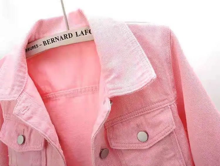 Women Denim Jacket Spring Autumn Short Coat Pink Jean Jackets Casual Tops Purple Yellow Purple Blue Loose Tops Lady Outerwear - MAGUSTA BEAUTY