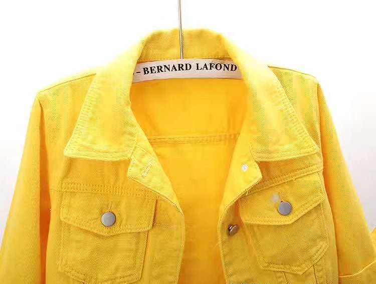 Women Denim Jacket Spring Autumn Short Coat Pink Jean Jackets Casual Tops Purple Yellow Purple Blue Loose Tops Lady Outerwear - MAGUSTA BEAUTY