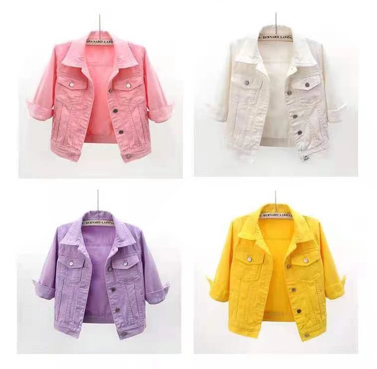 Women Denim Jacket Spring Autumn Short Coat Pink Jean Jackets Casual Tops Purple Yellow Purple Blue Loose Tops Lady Outerwear - MAGUSTA BEAUTY
