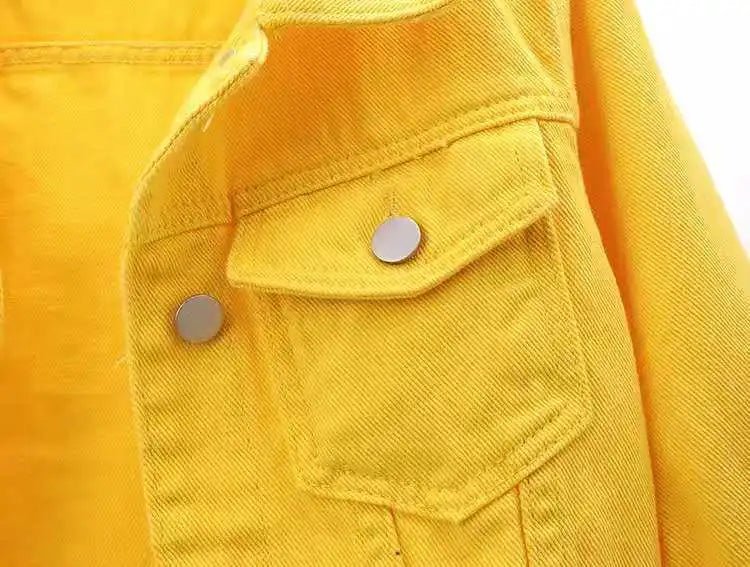 Women Denim Jacket Spring Autumn Short Coat Pink Jean Jackets Casual Tops Purple Yellow Purple Blue Loose Tops Lady Outerwear - MAGUSTA BEAUTY