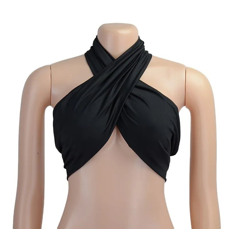 Women Fashion Sexy Mini Tops Women Summer Y2K Crop Top Strapless Cross Neck Backless Casual Srteetwear Off Shoulder Vest - MAGUSTA BEAUTY