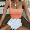 Women Lady Female One Shoulder Crop Tops Sleeveless T-Shirt Tank Tops Summer Beach Vest Bare Midriff Summer Fashion Clothes - MAGUSTA BEAUTY