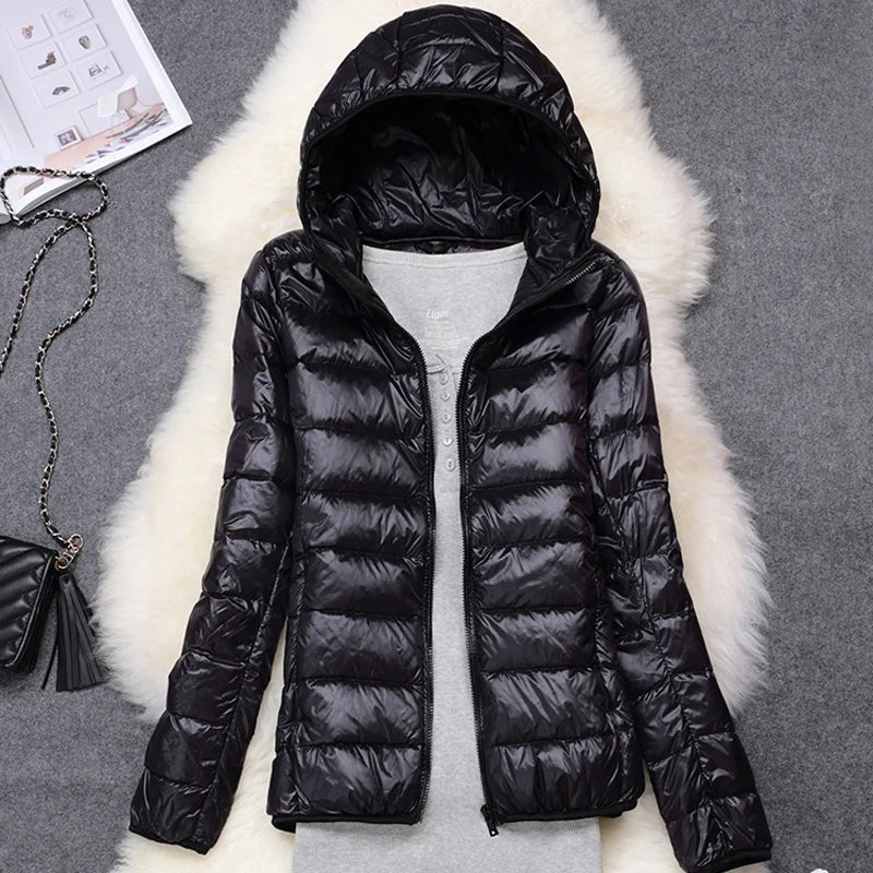 Women Puffer Jacket 15 Colors Plus Size 5XL 6XL 7XL 2025 New Spring Autumn Female Ultra Lightweight Packable Hooded Down Coats - MAGUSTA BEAUTY