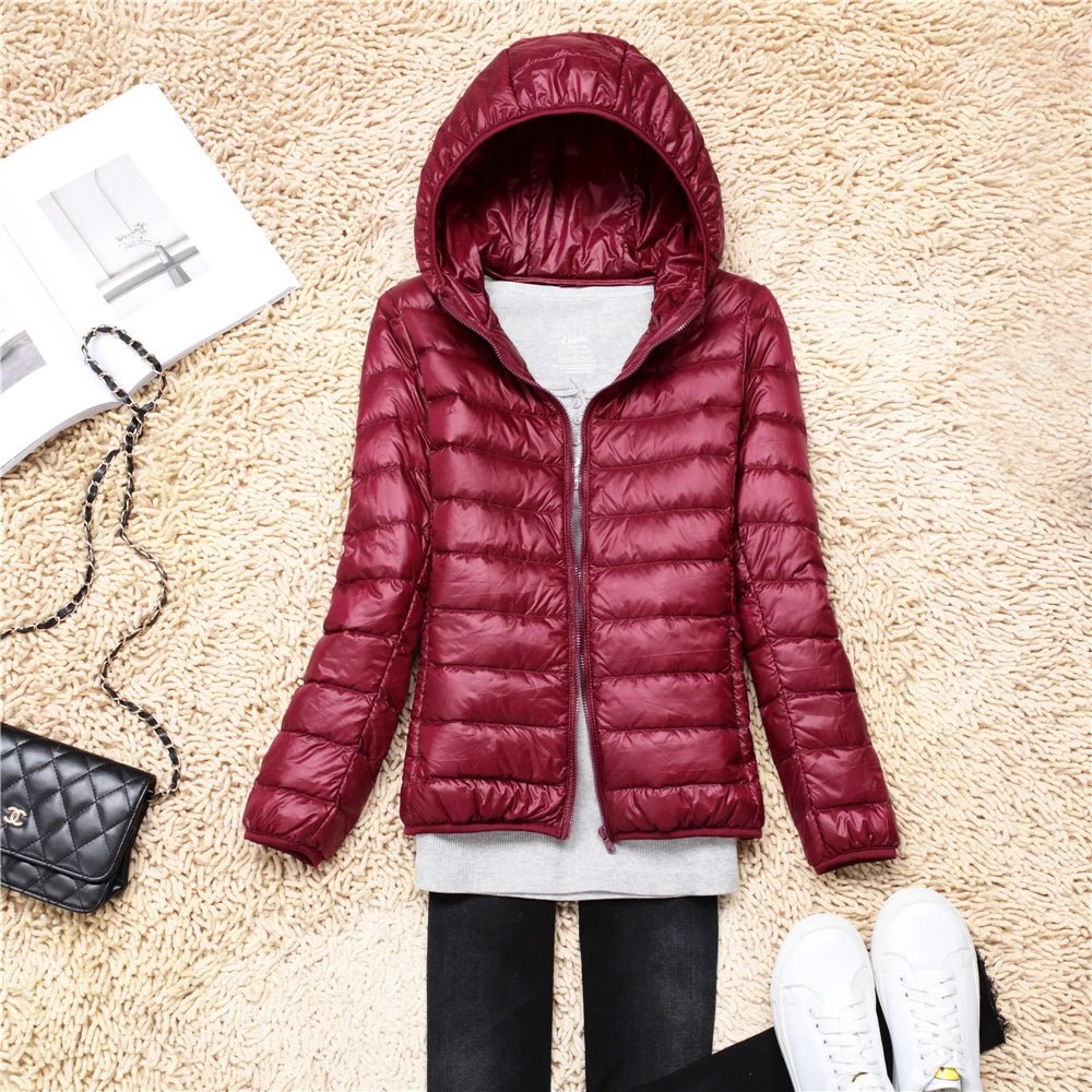 Women Puffer Jacket 15 Colors Plus Size 5XL 6XL 7XL 2025 New Spring Autumn Female Ultra Lightweight Packable Hooded Down Coats - MAGUSTA BEAUTY