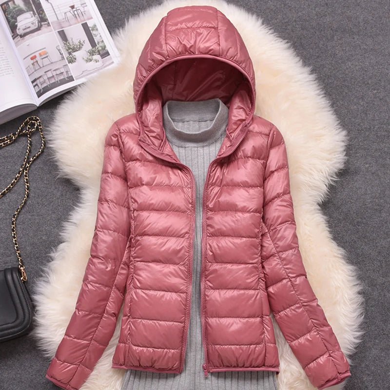 Women Puffer Jacket 15 Colors Plus Size 5XL 6XL 7XL 2025 New Spring Autumn Female Ultra Lightweight Packable Hooded Down Coats - MAGUSTA BEAUTY