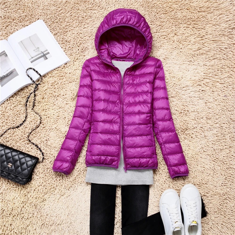 Women Puffer Jacket 15 Colors Plus Size 5XL 6XL 7XL 2025 New Spring Autumn Female Ultra Lightweight Packable Hooded Down Coats - MAGUSTA BEAUTY