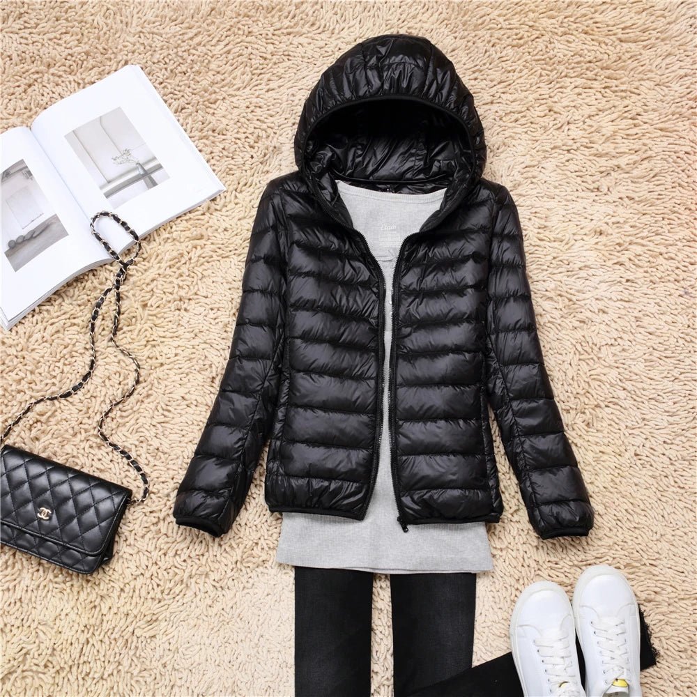 Women Puffer Jacket 15 Colors Plus Size 5XL 6XL 7XL 2025 New Spring Autumn Female Ultra Lightweight Packable Hooded Down Coats - MAGUSTA BEAUTY