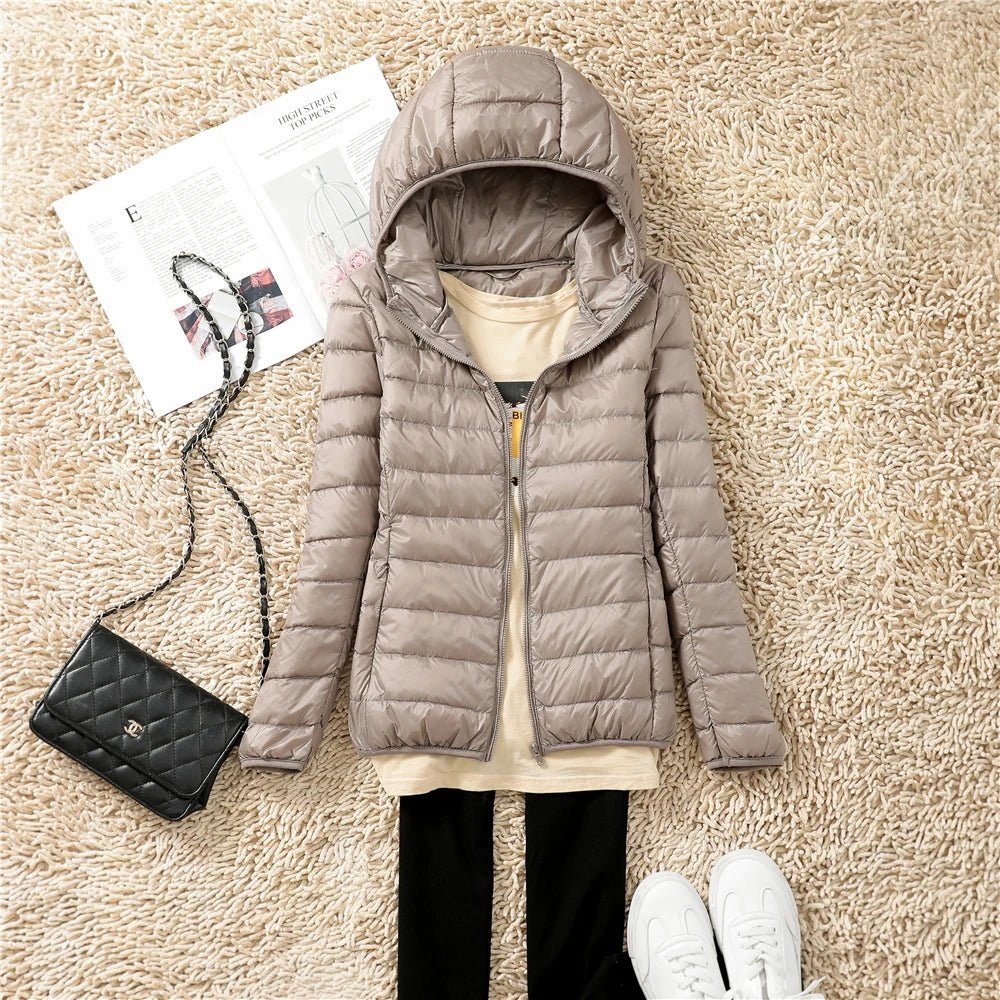 Women Puffer Jacket 15 Colors Plus Size 5XL 6XL 7XL 2025 New Spring Autumn Female Ultra Lightweight Packable Hooded Down Coats - MAGUSTA BEAUTY