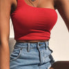 Women Sexy Cool Single One Shoulder Tank Tops Vest Bare Midriff Sleeveless T-Shirt Summer Beach Crop Top - MAGUSTA BEAUTY