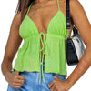 Women Sexy Halterneck Crop Tops Chic Summer Solid Color Bandage Open Front Backless Sleeveless Tank Tops for Club Streetwear Y2K - MAGUSTA BEAUTY