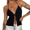 Women Sexy Halterneck Crop Tops Chic Summer Solid Color Bandage Open Front Backless Sleeveless Tank Tops for Club Streetwear Y2K - MAGUSTA BEAUTY