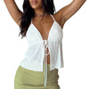 Women Sexy Halterneck Crop Tops Chic Summer Solid Color Bandage Open Front Backless Sleeveless Tank Tops for Club Streetwear Y2K - MAGUSTA BEAUTY