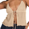 Women Sexy Halterneck Crop Tops Chic Summer Solid Color Bandage Open Front Backless Sleeveless Tank Tops for Club Streetwear Y2K - MAGUSTA BEAUTY