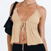 Women Sexy Halterneck Crop Tops Chic Summer Solid Color Bandage Open Front Backless Sleeveless Tank Tops for Club Streetwear Y2K - MAGUSTA BEAUTY