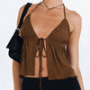Women Sexy Halterneck Crop Tops Chic Summer Solid Color Bandage Open Front Backless Sleeveless Tank Tops for Club Streetwear Y2K - MAGUSTA BEAUTY