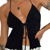 Women Sexy Halterneck Crop Tops Chic Summer Solid Color Bandage Open Front Backless Sleeveless Tank Tops for Club Streetwear Y2K - MAGUSTA BEAUTY