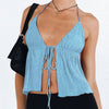 Women Sexy Halterneck Crop Tops Chic Summer Solid Color Bandage Open Front Backless Sleeveless Tank Tops for Club Streetwear Y2K - MAGUSTA BEAUTY