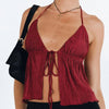Women Sexy Halterneck Crop Tops Chic Summer Solid Color Bandage Open Front Backless Sleeveless Tank Tops for Club Streetwear Y2K - MAGUSTA BEAUTY