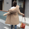 Women Winter Parka Warm Hooded Long Sleeve Zipper Thick Jackets Fur Collar Fleece Drawstring Long Coat Casual Streetwear Outwear - MAGUSTA BEAUTY