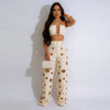 Women's Two - piece Solid Color Hanging Neck Hollow Top Sexy Perforated Slim Fit Pants Set 2026 Summer - MAGUSTA BEAUTY