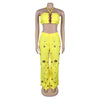 Women's Two - piece Solid Color Hanging Neck Hollow Top Sexy Perforated Slim Fit Pants Set 2026 Summer - MAGUSTA BEAUTY