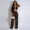 Women's Two - piece Solid Color Hanging Neck Hollow Top Sexy Perforated Slim Fit Pants Set 2026 Summer - MAGUSTA BEAUTY
