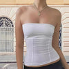y2k Strapless Corset Tops Summer White Off Shoulder Tanks Women Sleeveless Tube Top Sexy Skinny Fit Bustier Clothes - MAGUSTA BEAUTY
